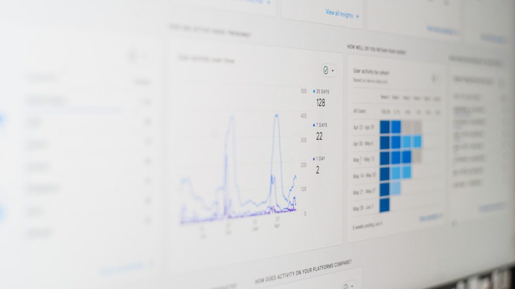 a line graph and a bar graph depicting that a digital marketing strategy has been implemented and the dashboard is showing the progress the business has made so far